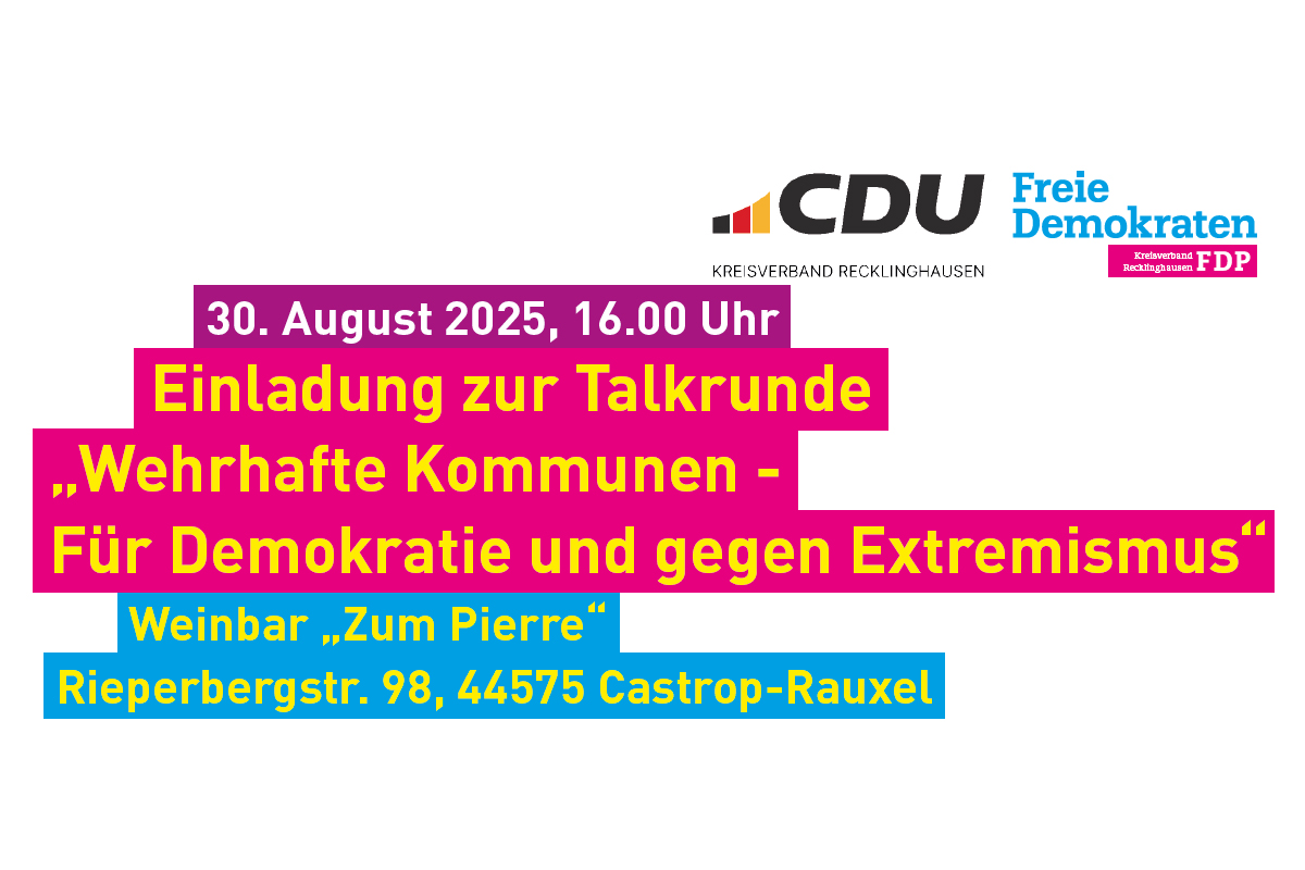 CDU und FDP laden zur Talkrunde über Demokratie und Extremismus ein